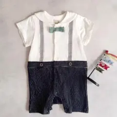 美品▲プティマイン ロンパース 80 蝶ネクタイ フォーマル 節句 こどもの日