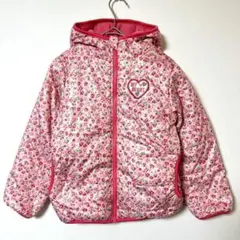 キッズ 中綿ジャケット 花柄 ピンク フード付き 120 通園 通学 Ry E