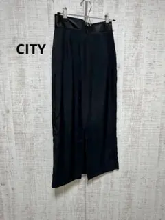 CITY ヴィンテージ　キュプラスリット　ロングスカート　ブラックのサムネイル