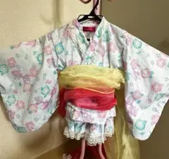 子供用 浴衣セット（帯付き）かわいい花柄120cm