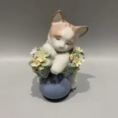 美品 LLADRO リヤドロ お昼寝の場所 子猫 磁器人形 インテリア 猫