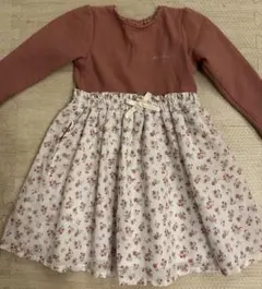 プティマイン　切り替えワンピース花柄切替スカートチュール