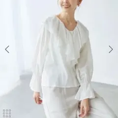 ロペピクニック ブラウス 長袖シャツ 羽織り シャツ フリル 綿100% 38