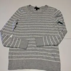 BANANA REPUBLIC グレー 薄手リブニットストライプ セーター M