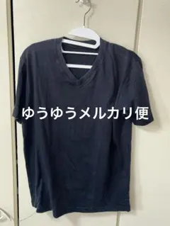 ユニクロ Vネック Tシャツ メンズ Mサイズ ブラック 黒 半袖 綿混