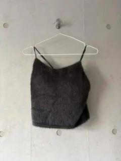 【新品・未使用】カップ付き ファーキャミ グレー　ダークグレー