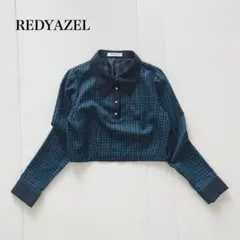 レディアゼル 長袖ブラウス チェック柄シャツ ショート丈 襟付き 上品 着回し