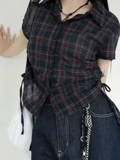 チェック柄 半袖シャツ レディース