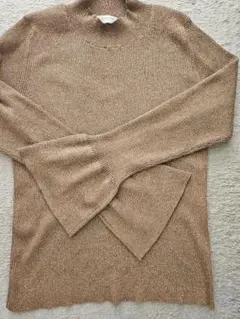 OPAQUE.CLIP ラメゴールド リブ編み フレア袖 セーター