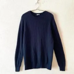☆【ユニクロ】ニット 綿100％ ラグランスリーブ クルーネック 長袖 L