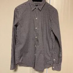 【美品】SHIPS チェック柄シャツ ネイビー×ホワイト　38