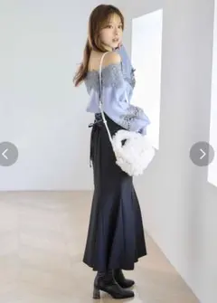 マーキュリーデュオ　バックレースアップストレッチマーメイドスカート