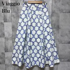 【Viaggio Blu】チェーンプリントスカート サイズM ブルー 青のサムネイル