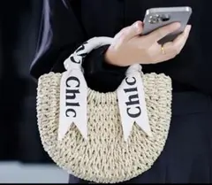 【新品】かごトートバッグＳ　ストローショルダーバッグ手提げバッグ夏ベージュ