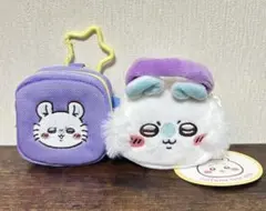 カラビナ 刺繍 スクエア ミニ ポーチ ぬいふわ　トートミニ　ちいかわ モモンガ