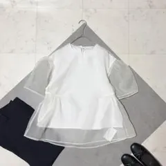 未使用 TREFLE+1 トレフル オーガンジートップス シアー ペプラムのサムネイル