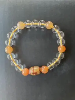 (新品・未使用)龍天珠のパワーストーンブレスレット 水晶×オレンジアベンチェリン