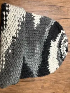 supreme グレー ブラック ニットビーニー