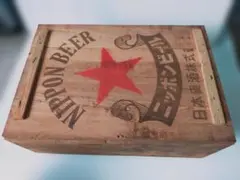 昭和レトロ•希少！ヴィンテージ】ニッポンビール 木製ビール箱 - メルカリ
