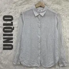 UNIQLO 長袖シャツ ブラウス ストライプ M リネン100%