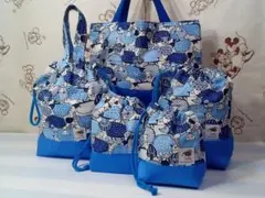 入園入学セット☆レッスンバッグ、体操袋、くつ袋、巾着（大）、巾着（小） H001