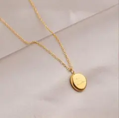 ネックレス コイン サージカルステンレス あずきチェーン 大人気 新品 ゴールド