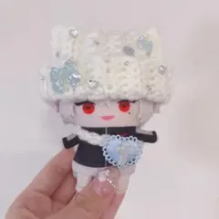 【白折返水リボン】にじぱぺっと　ぬい帽子　ぬい服　ネコ耳　ニット帽 10cmぬい