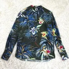 Bagutta 植物柄襯衫 總圖案 花卉圖案 夏威夷風 長袖 亞麻混紡