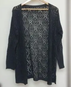 SHEIN 黒レース編み長袖カーディガン