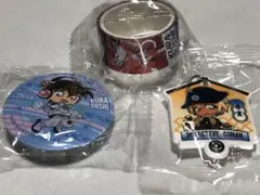 名探偵コナン　くら寿司　ラバーキーホルダー　缶バッジ　マスキングテープ