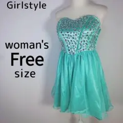 レディース　フリーサイズ　ワンピース　ドレス　グリーン　緑　キャバクラ　ドレス