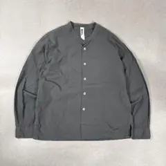 MHL ノーカラーシャツ チャコールグレー 長袖 マーガレットハウエル コットン