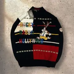 新品 vintage ニット ハーブジップ 刺繍ロゴ y2k ストリート L