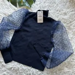 新品　タグ付き　ZARA ザラ　ニット　シースルー　レース　ドット　ネイビー