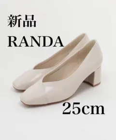 【新品】RANDA ランダ センタークロスパンプス 25cm アイボリーのサムネイル