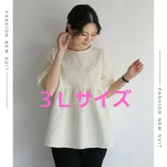 エンボス　ペプラムトップス 3Lサイズのサムネイル