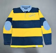 超美品Tommy ラガーシャツ ネイビー/イエロー L