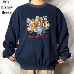 ディズニー　スウェット　フリース トレーナー　古着 デカロゴ 刺繍ロゴ　90s.