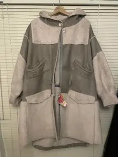 MTフード付きムートンコート グレー ベージュ