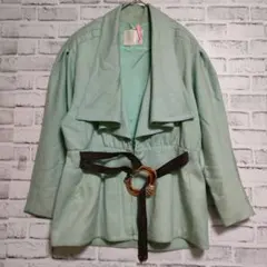 伊太利屋GK 11 ウール100 ベルト付き ジャケット 上品 緑 春秋のサムネイル