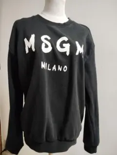 イタリアブランドMSGM 黒 スウェット トレーナー、Lサイズ、アイコンロゴつき