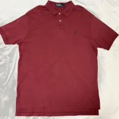 ポロラルフローレン　ポロシャツ　半袖　赤　Lサイズ　刺繍ロゴ