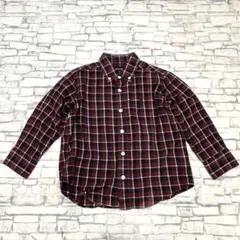 ラルフローレン キッズ 100 チェック柄 長袖シャツ ボタンダウン 紺 赤