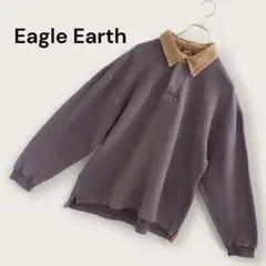 Eagie Earth 長袖ポロシャツ カジュアル 比翼ボタン コットン・綿