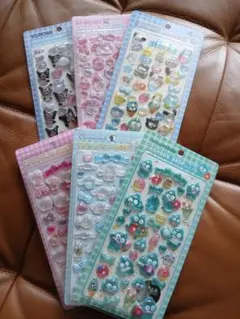 弥*衛様 硬いシール　サンリオ3Dキャラクター ぷくぷく立体6枚セット