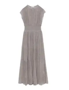 ラインアート割線シフォンワンピース　モカ