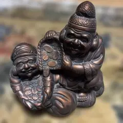 ブロンズ製 二人の福の神像 七福神　置き物