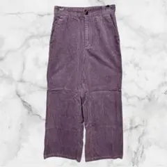 【ジーユー】 コーデュロイワイドデニムパンツ パープル 綿100% Mサイズ