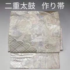 二重太鼓の付け帯⭐シルバー箔ぼかし 四季の花六通柄 3604+フック500円 二重太鼓の付け帯⭐シルバー箔ぼかし 四季の花六通柄 3604+フック500円