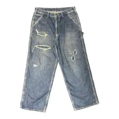 BEAMS デニム ペインターパンツ ダメージ加工 リペア　Lサイズのサムネイル